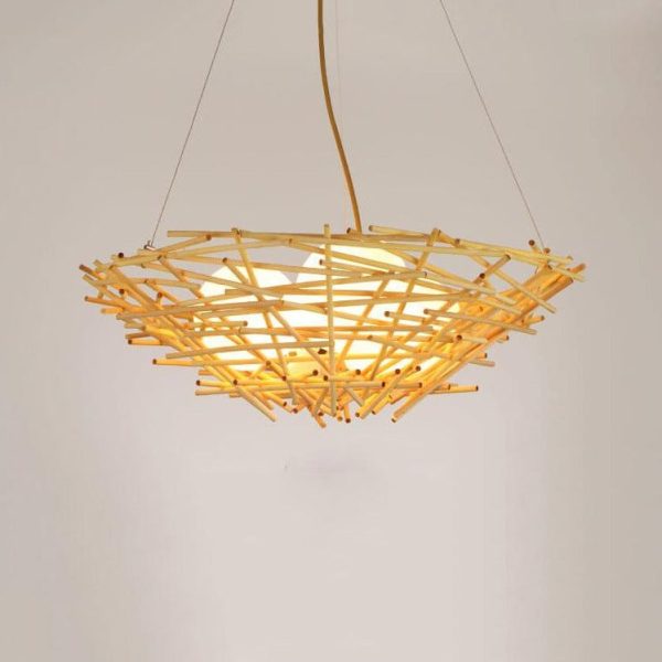 Rattan Weaving Bird Nest Shaped 3-Light Chandelier - Image 13