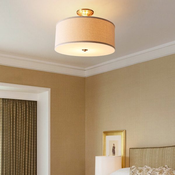 Fabric 1-Light Drum Semi-Flush Mount Lighting - Image 2