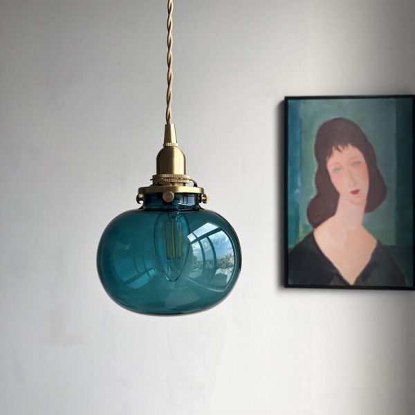 Retro Glass 1-Light Single Pumpkin Pendant Light - Image 8