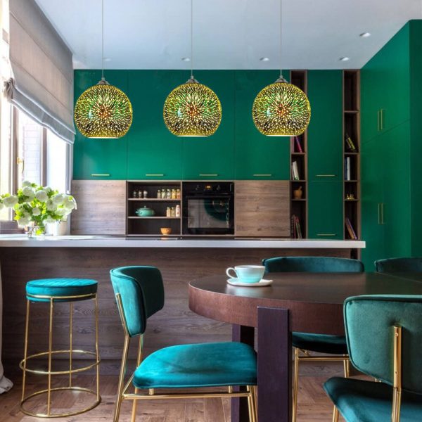 Modern Creative 3D Colorful Fireworks Glass 1-Light Dome Pendant Light - Image 4