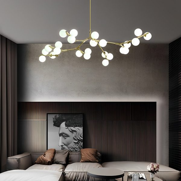Nordic Style Modern Minimalist Cluster Metal Glass Chandelier ?Black & Gold Fixture - Image 2