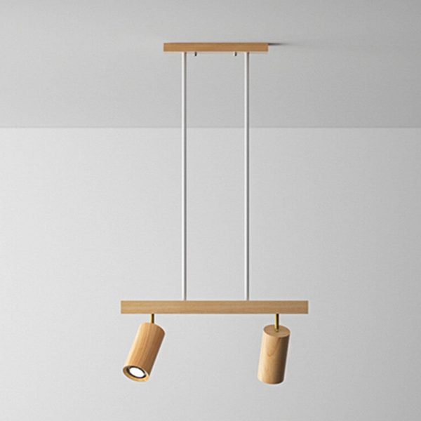 Nordic Minimalist Solid Wood Spotlight Track 2/3/4 Light Chandelier - Image 4