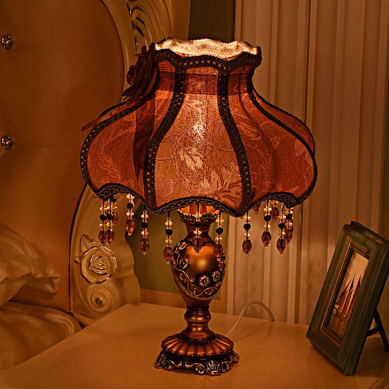 12-0f9ae19f-a5bd-4ed3-b710-afd24dad51f0.jpg European Luxury Fabric Lace Resin 1-Light Table Lamp - Image 1