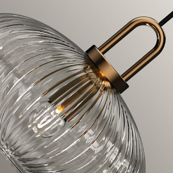 Contemporary Nordic Round Oval Pumpkin Stainless Steel Striped Glass 1-Light Pendant Light For Living Room - Image 10