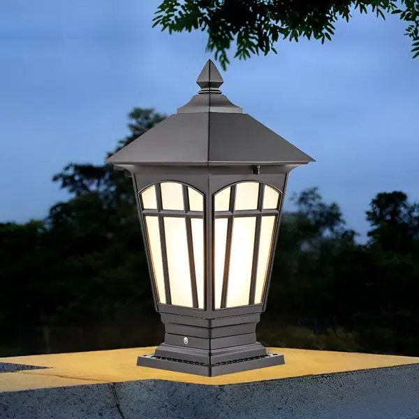 Waterproof Aluminum LED Brown Retro Solar Solar Post Cap Lights Pillar Lamp - Image 3