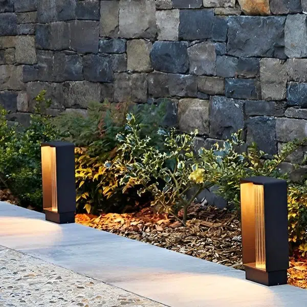 Sleek Modern Solar Path Light with Ribbed Acrylic Shade and Strip Frame - Image 9