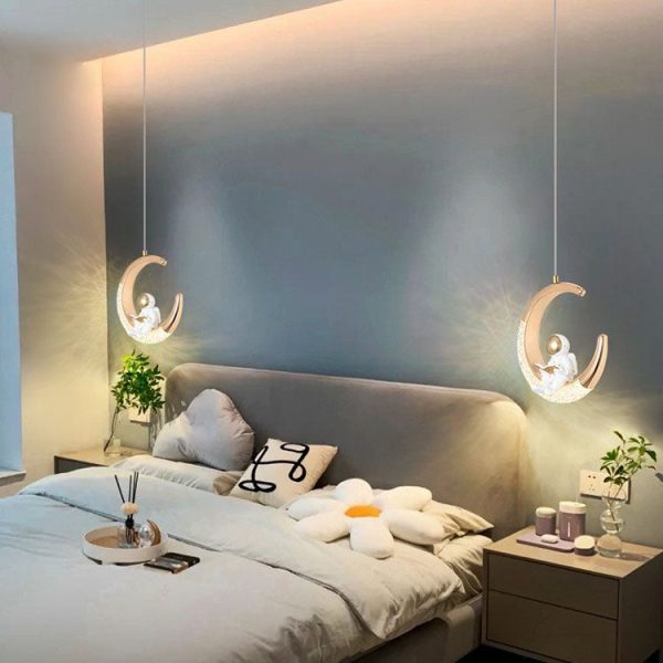 Modern Creative Astronaut Moon LED Kids Pendant Light - Image 7