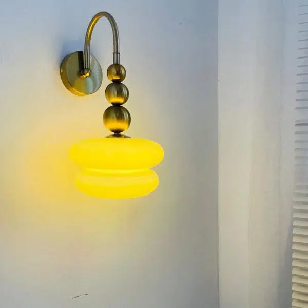Macaron Cream Gourd Design Glass Shade 1-Light Wall Sconce Lamp - Image 3