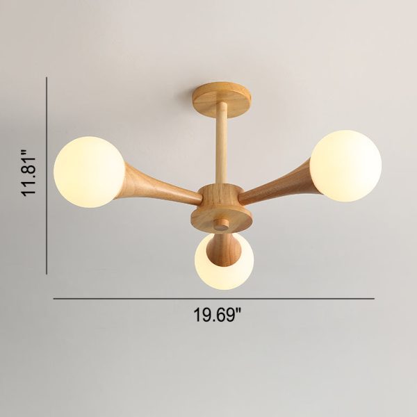 Japanese Log Fork 3/4/5-Light Semi-Flush Mount Light - Image 3