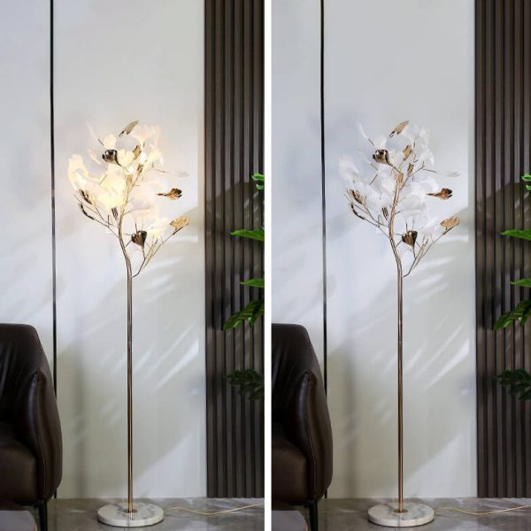 Nordic Romantic Ginkgo Leaf Decorative Iron 5-Light Standing Floor Lamp - Image 4