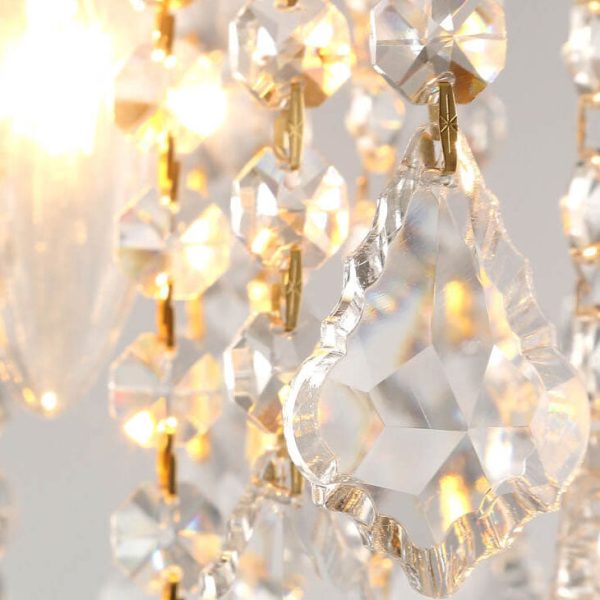 Scandinavian Modern Round Iron Crystal 1-Light Semi-Flush Mount Ceiling Light - Image 8