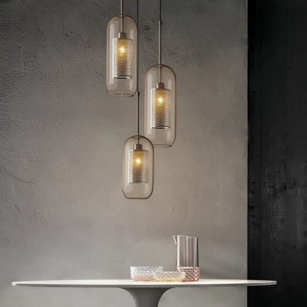 Minimalist Round Glass LED Industrial Pendant Light Kitchen Island Lighting - Image 12