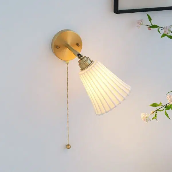 Modern Minimal Brass Ceramic 1-Light Wall Sconce Lamp - Image 10