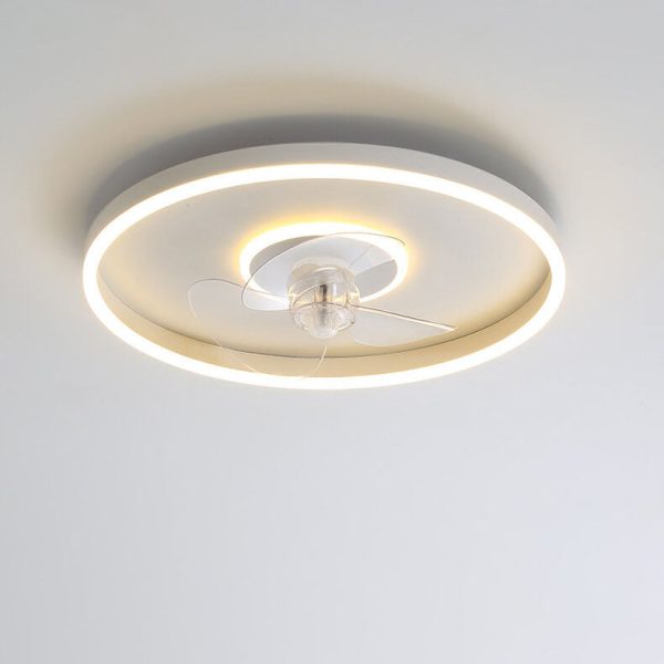 Nordic Minimalist Round Invisible LED Flush Mount Ceiling Fan Light - Image 7