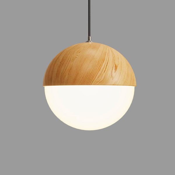Japanese Wood Grain Round Oval Iron 1-Light Pendant Light - Image 5