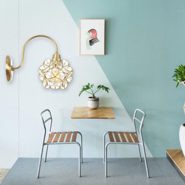 European Tiffany Vintage Brass Glass 1-Light Wall Sconce Lamp - Image 5