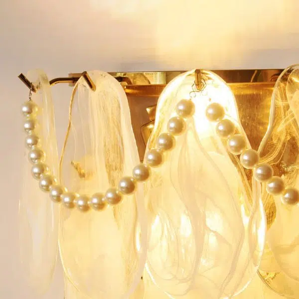 French Light Luxury Glass Shell Pearl 2-Light Wall Sconce Lamp - Image 8