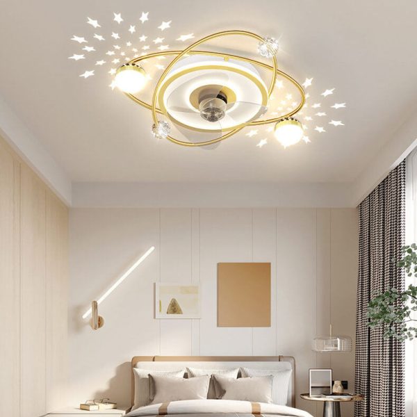 Modern Light Luxury Ring Star Effect LED Invisible Flush Mount Ceiling Fan Light - Image 13