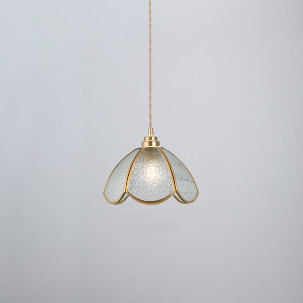 Japanese Vintage Brass Stained Glass Cone 1-Light Pendant Light - Image 6