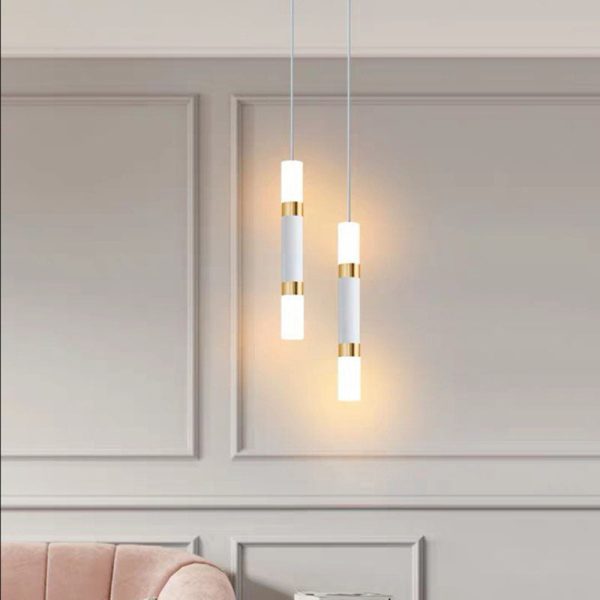 Modern Minimalist Cylinder Aluminum Acrylic LED Pendant Light For Bedroom - Image 11