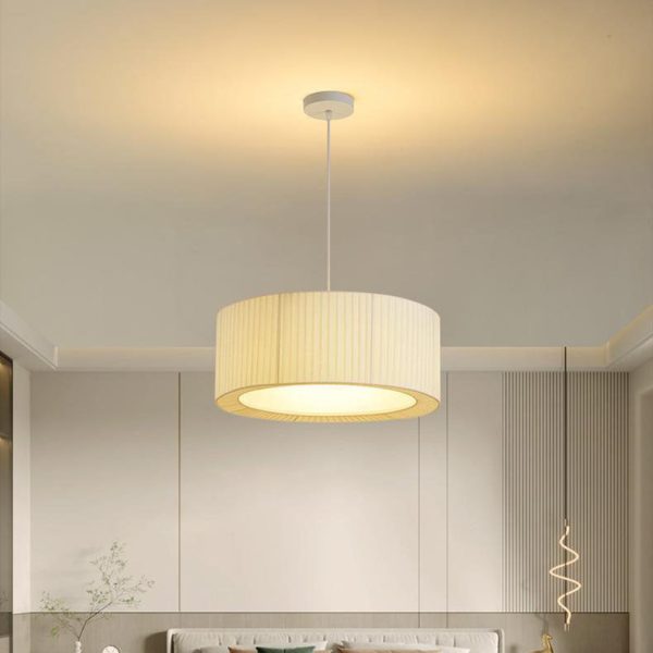 Contemporary Scandinavian Round Iron Acrylic Fabric 4/5 Light Pendant Light For Living Room - Image 25