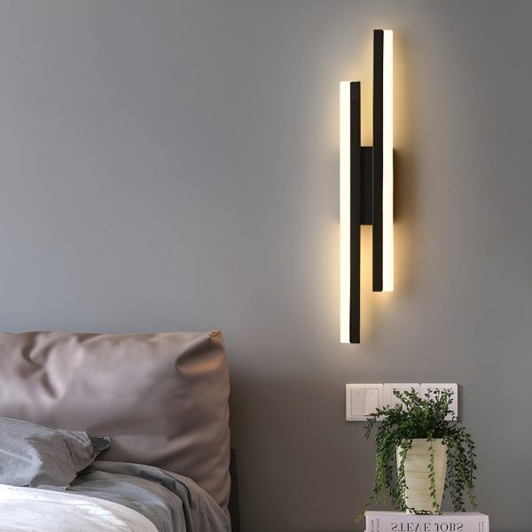 Modern 2-Light Linear LED Wall Lamp with 3-Step Dimming - Black/Gold Wall Sconce - Image 12