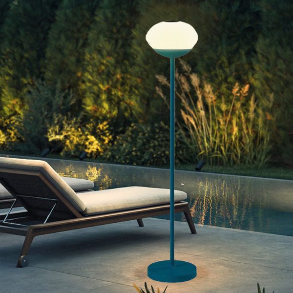 Solar Modern Minimalist Wrought Iron PE Oval LED Outdoor Standing Floor Lamp - Image 3