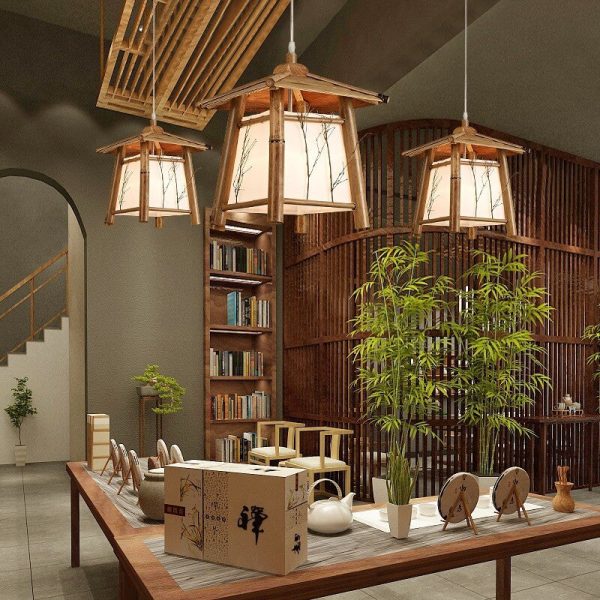 Japanese Rustic Vintage Bamboo Weaving 1-Light Pendant Light - Image 3