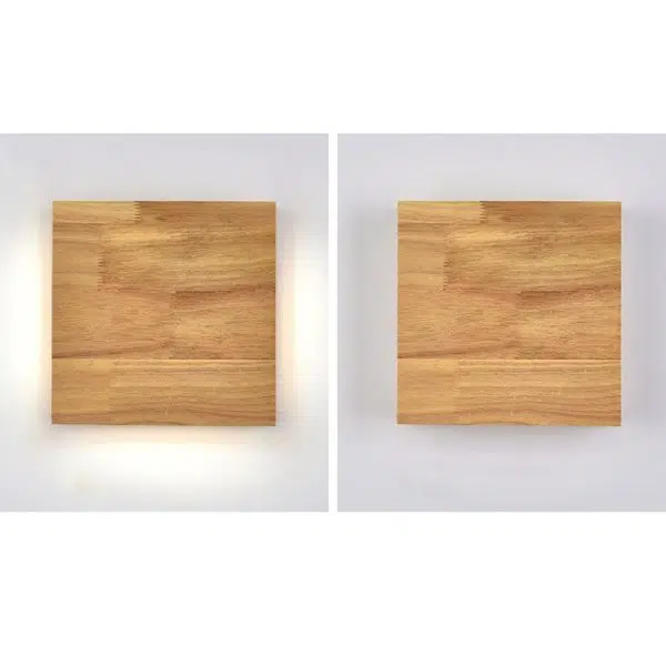 Japanese Wabi-sabi Log Wood Rectangular LED Wall Sconce Lamp - Image 15