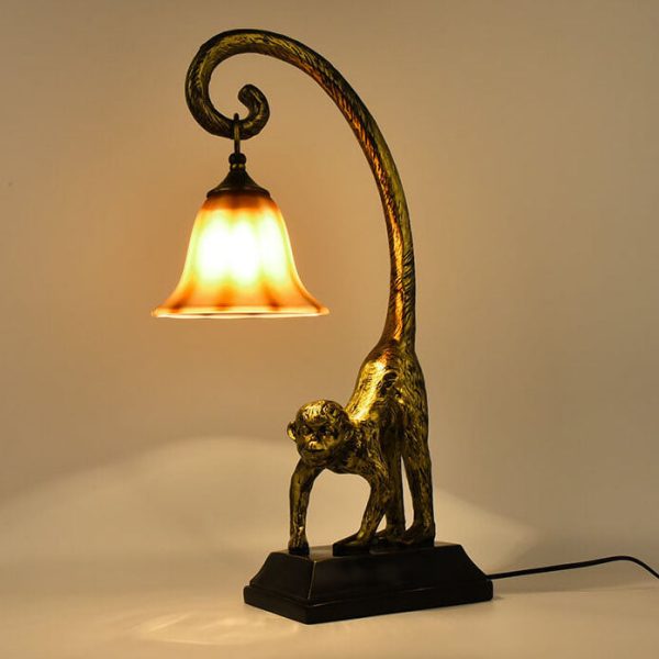 Vintage Creative Resin Monkey Glass Cone 1-Light Table Lamp - Image 5