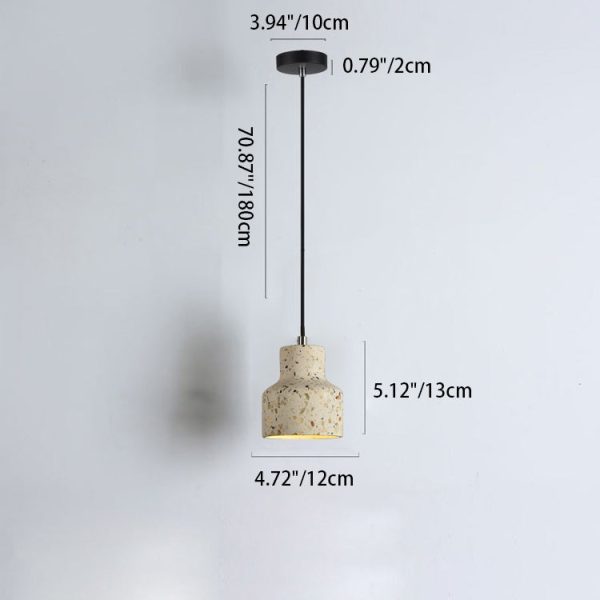 Contemporary Scandinavian Round Terrazzo Jade 1-Light Pendant Light For Living Room - Image 4