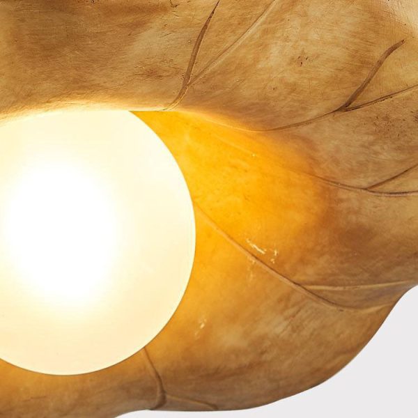 Japanese Wabi-sabi Lotus Leaf Resin 1-Light Semi-Flush Mount Ceiling Light - Image 20