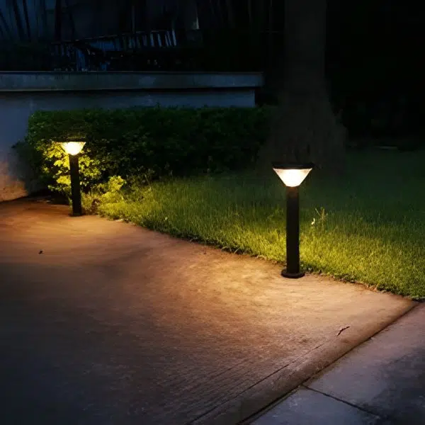 Round Light Control Induction Black Modern Outdoor Solar Pathway Lights - Image 4