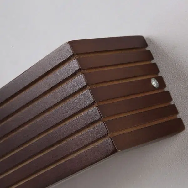 Traditional Chinese Striped Wood Cuboid LED Vanity Mirror Front Wall Sconce Lamp For Bathroom - Image 8