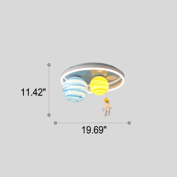 Astronaut Planet Round Kids Flush Mount Ceiling Light - Image 5
