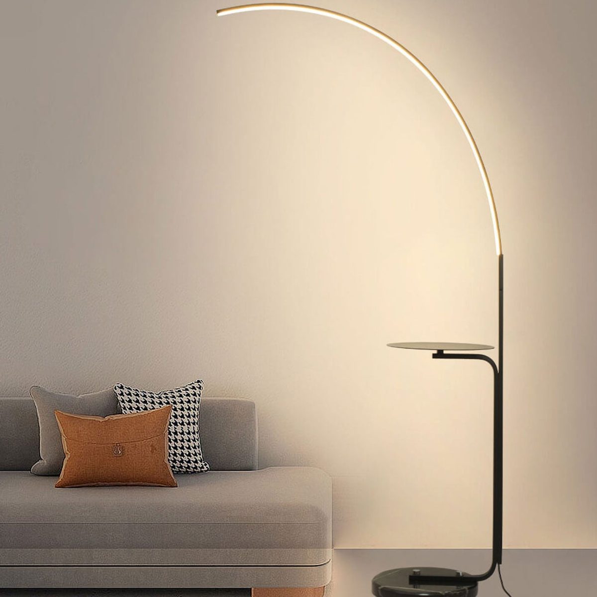 Nordic Minimalist Line Bending with Tray LED Standing Floor Lamp - Image 17