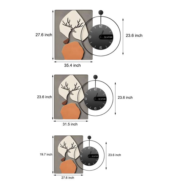 Geometric Silent Wall Clock Canvas Painting Wall Art Decor - Image 9