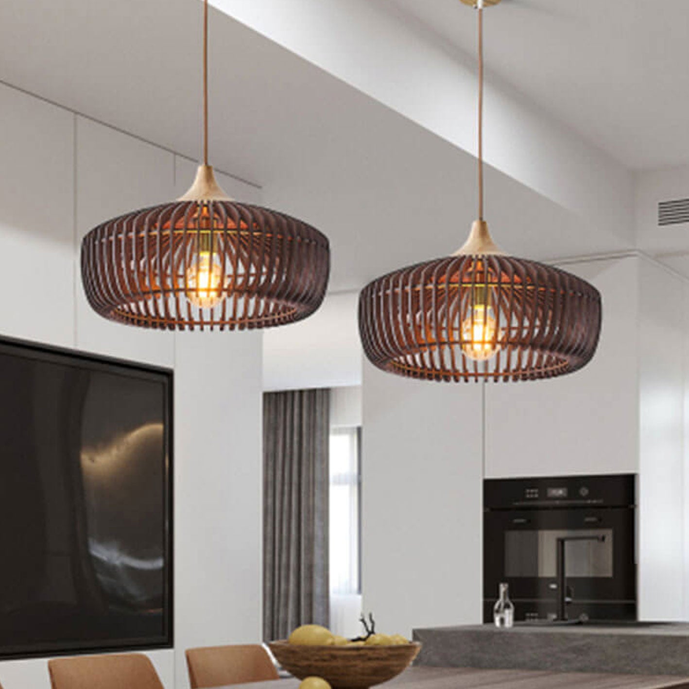 12-c1c11aa2-e57e-47da-9eeb-94d75beb657b.jpg Nordic Vintage Wooden Round Dome Lid 1-Light Pendant Light - Image 1