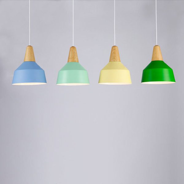 Modern Minimalist Round Cone Trapezoid Iron Wood 1-Light Pendant Light For Living Room - Image 11