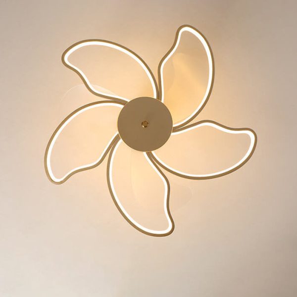 Nordic Minimalist Petal Shaped LED Semi-Flush Mount Ceiling Fan Light - Image 8