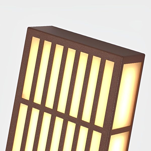 Retro Vertical Stripe Grid LED Waterproof Brown Outdoor Wall Lamp - Image 10