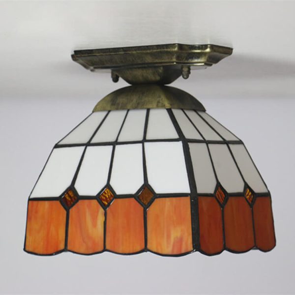 Tiffany Stained Glass Dome 1-Light Semi-Flush Mount Ceiling Light - Image 13