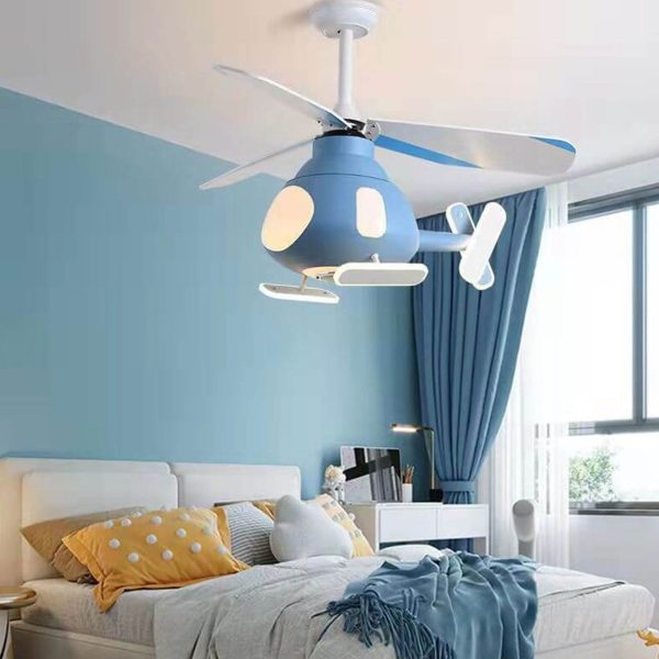 Cartoon Creative Aircraft Design LED Downrods Ceiling Fan Light - Image 16