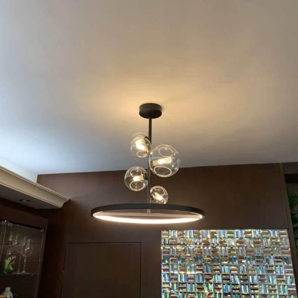 Nordic Modern Creative Round Bubble Ball Hardware Glass 5-Light Chandelier - Image 8