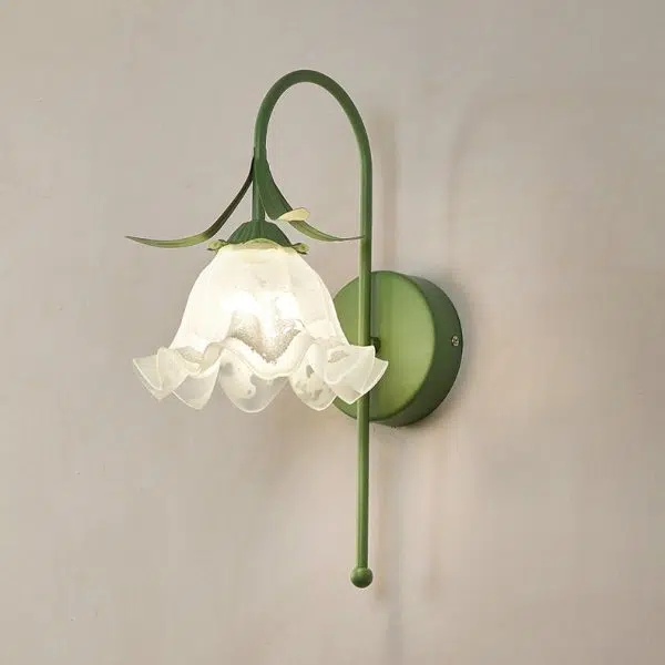 Nordic Vintage Floral Pumpkin Cream Glass 1-Light Wall Sconce Lamp - Image 11