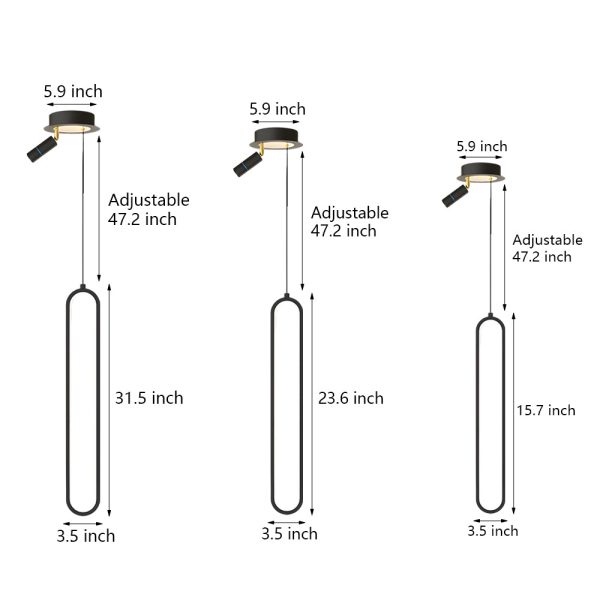 Oval Aluminum LED 3 Step Dimming Modern Pendant Lights with Spotlights - Image 8