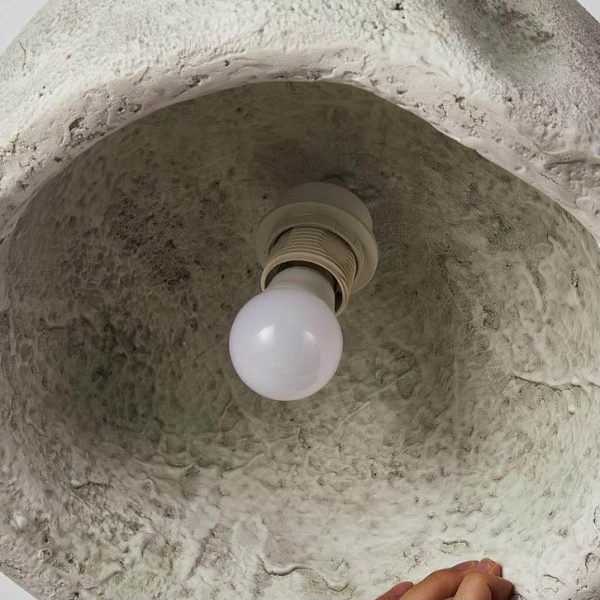 Contemporary Nordic Rough Rock Texture Semicircular 1-Light Pendant Light for Dining Room - Image 8