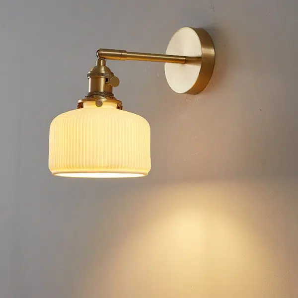 Modern Minimalist Striped Ceramic Jar 1-Light Wall Sconce Lamp - Image 15
