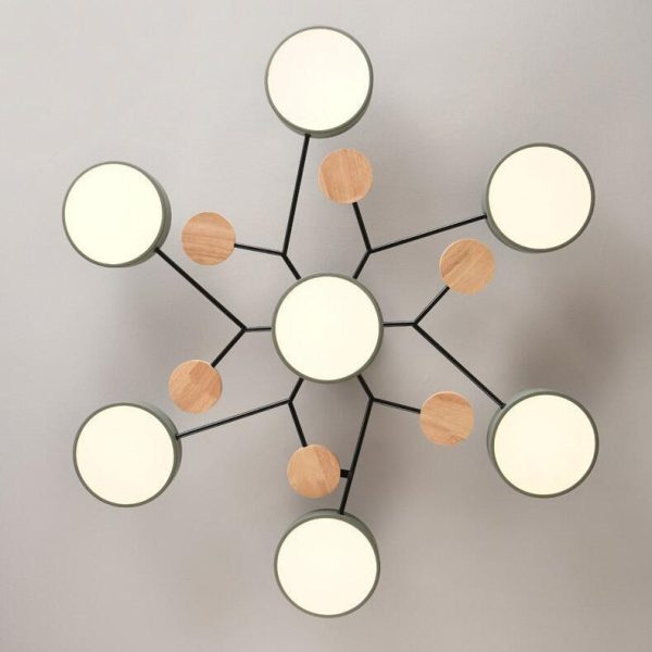 Contemporary Scandinavian Round Molecule Branch Design LED Semi-Flush Mount Ceiling Light For Living Room - Image 24