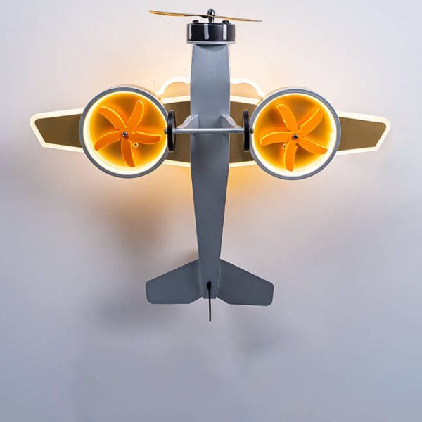 Creative Cartoon Airplane Iron Acrylic LED Kids Semi-Flush Mount Ceiling Light - Image 9